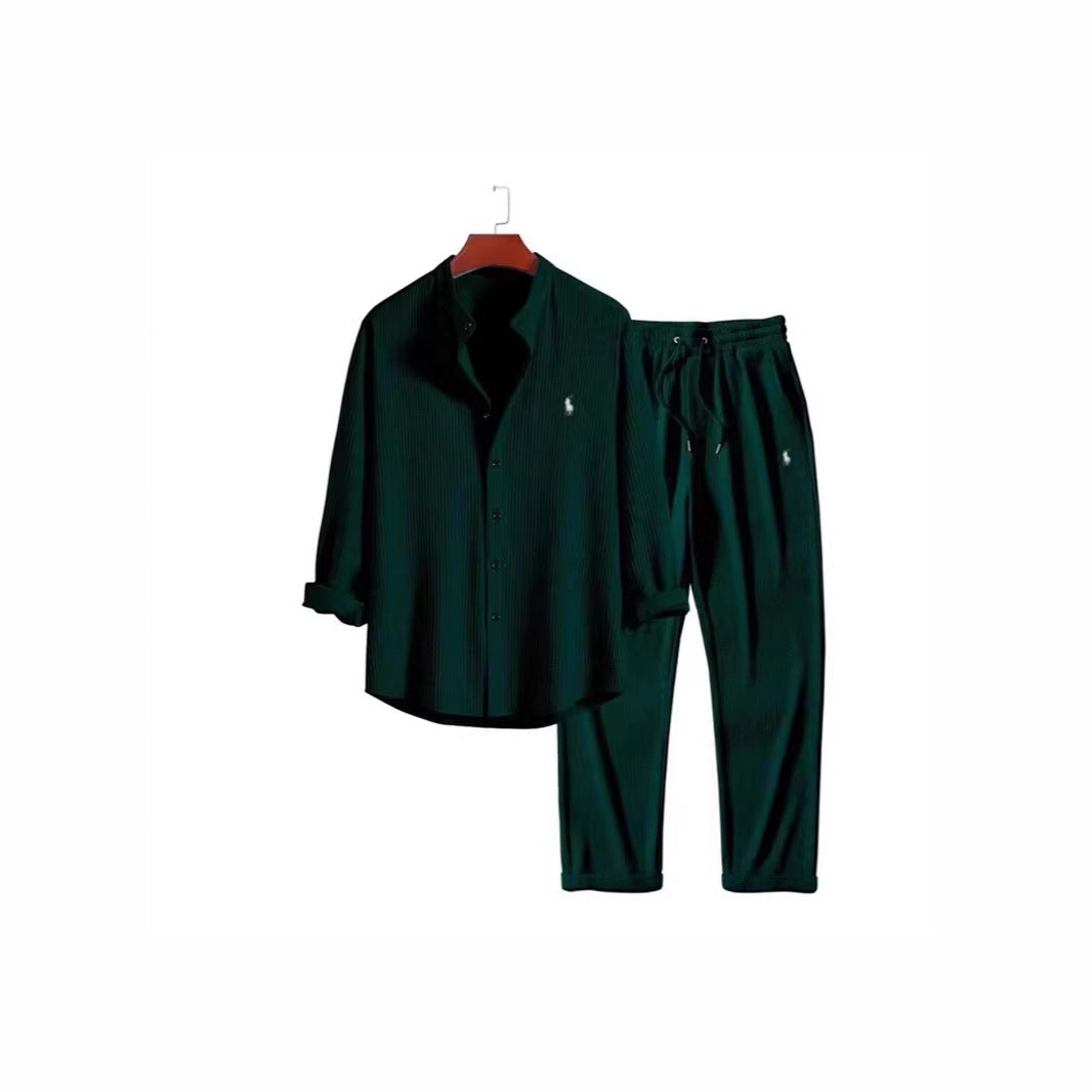 Casual Loose Multi-color Linen Cotton Short Sleeve Suit for Men Beach Wear Two-Piece Set