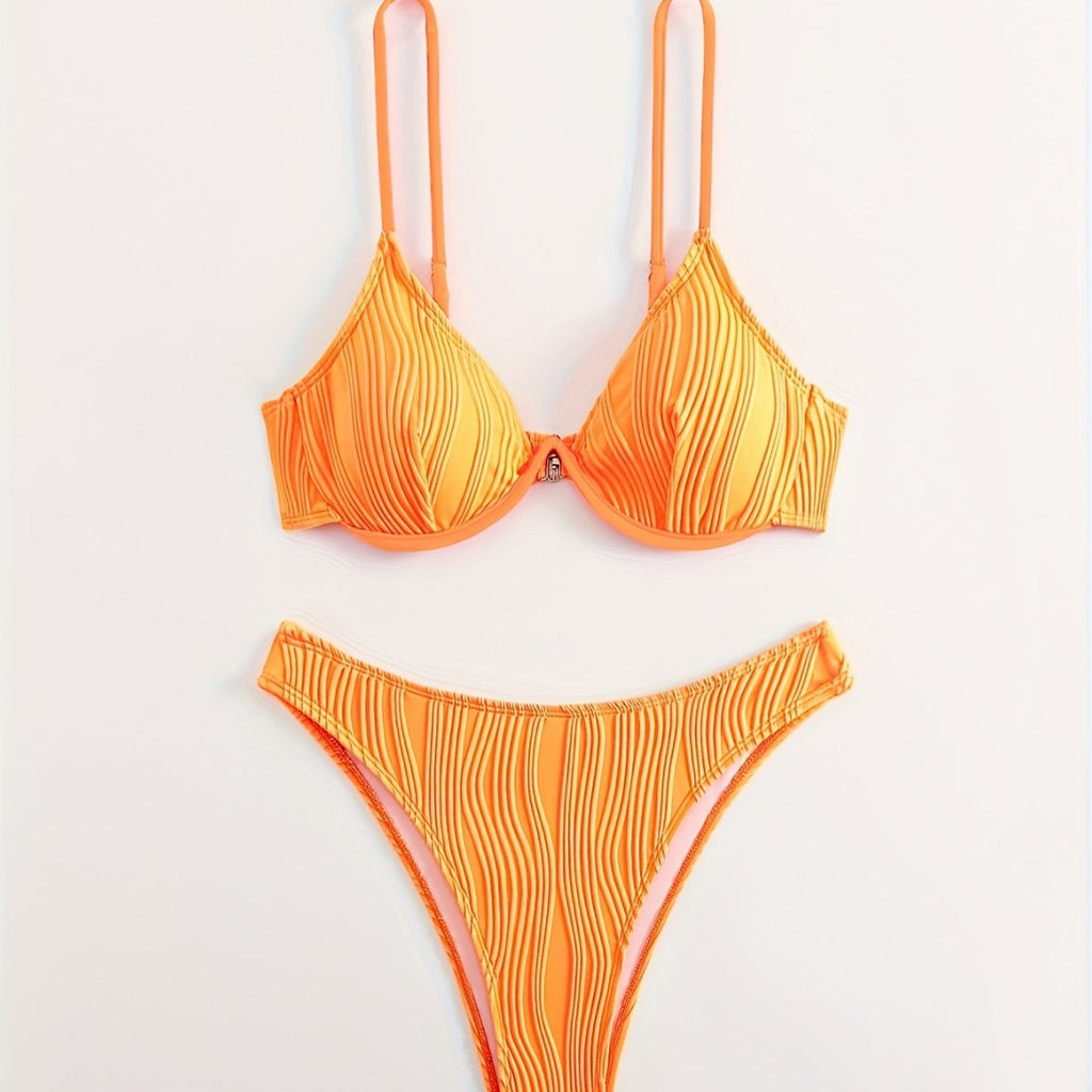 Deep V-steel support gathers split swimsuits
