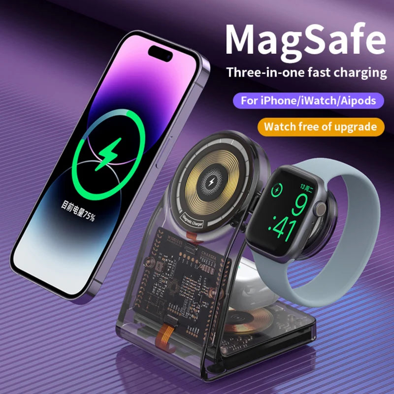 Chargeur sans fil 3-en-1 magnétique – iPhone, Apple Watch et AirPods