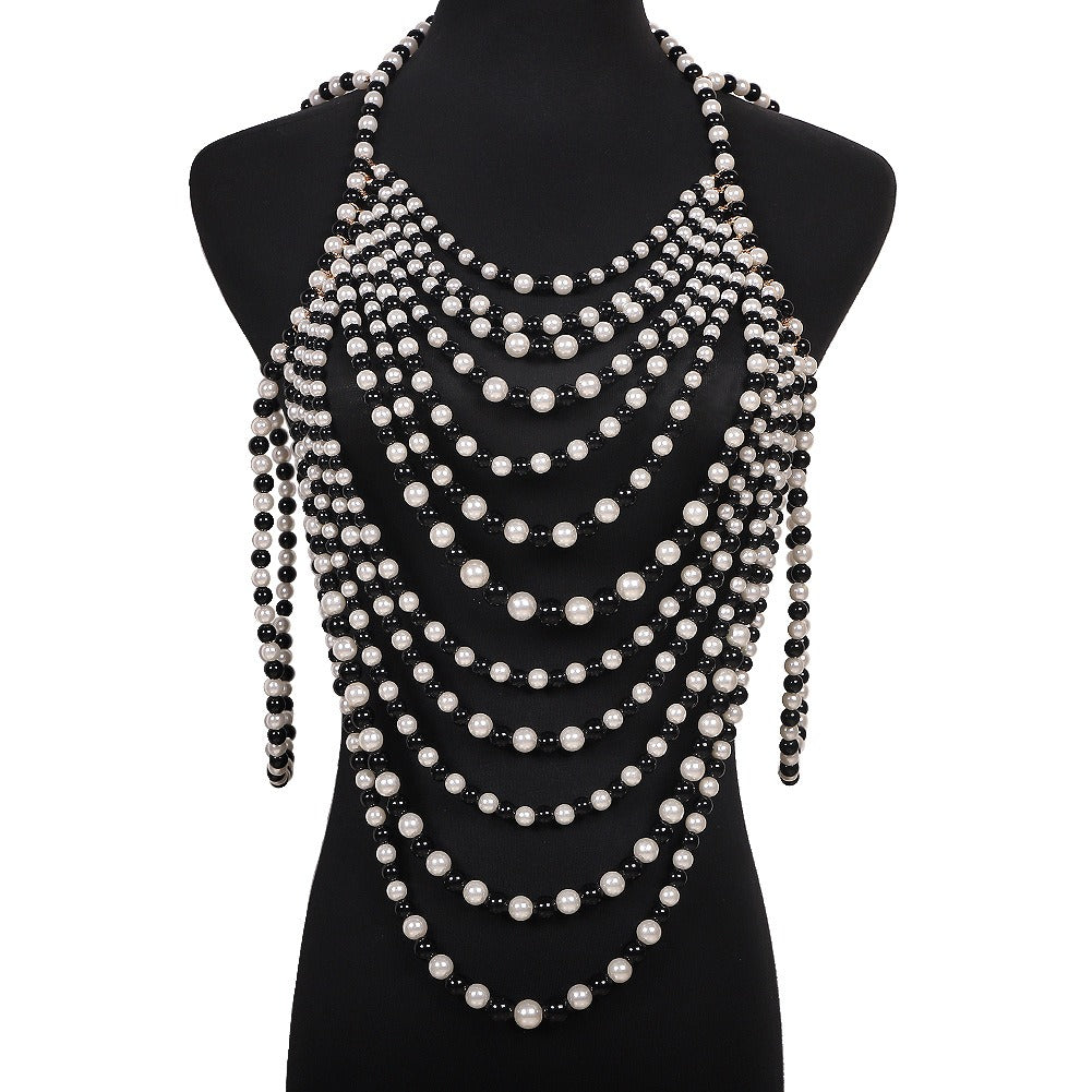 Collier multirangs en perles noires – Bijou fantaisie élégant