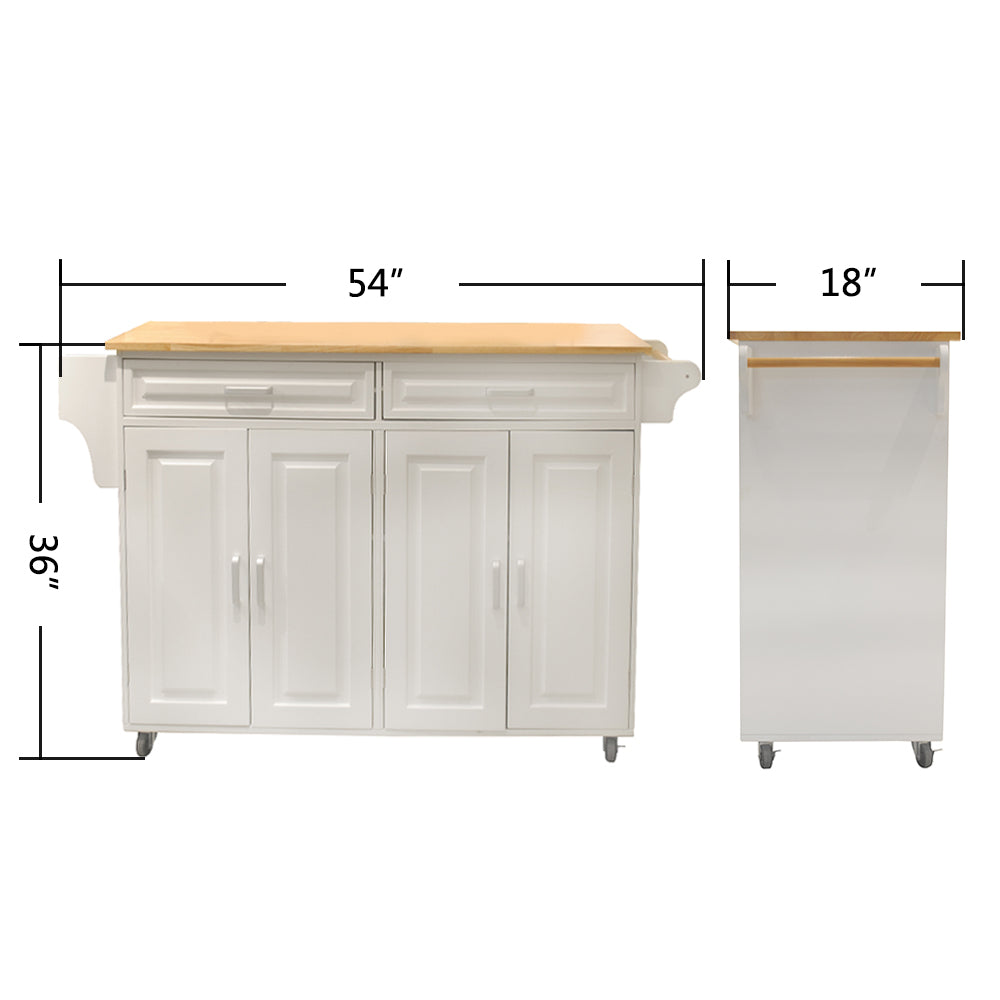 Îlot de cuisine mobile avec rangement – Plateau bois et roulettes