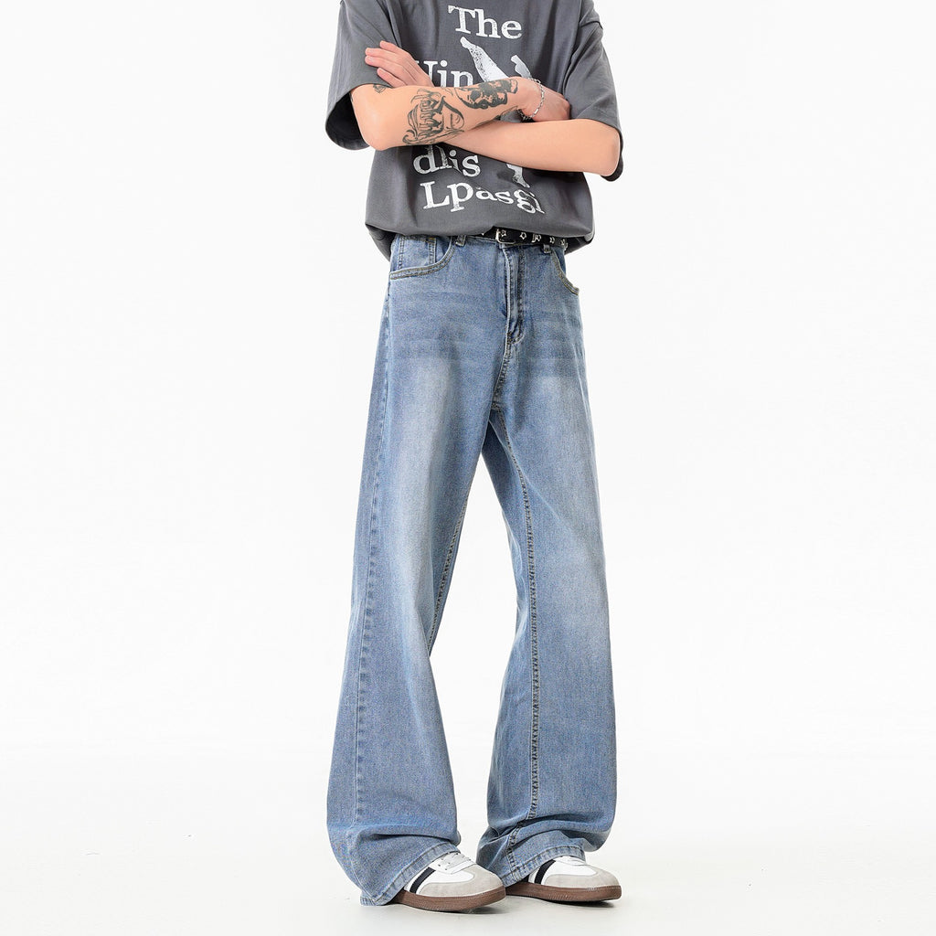 Cleanfit Washed Blue Jeans Men Lightweight Clean Style Casual Pants