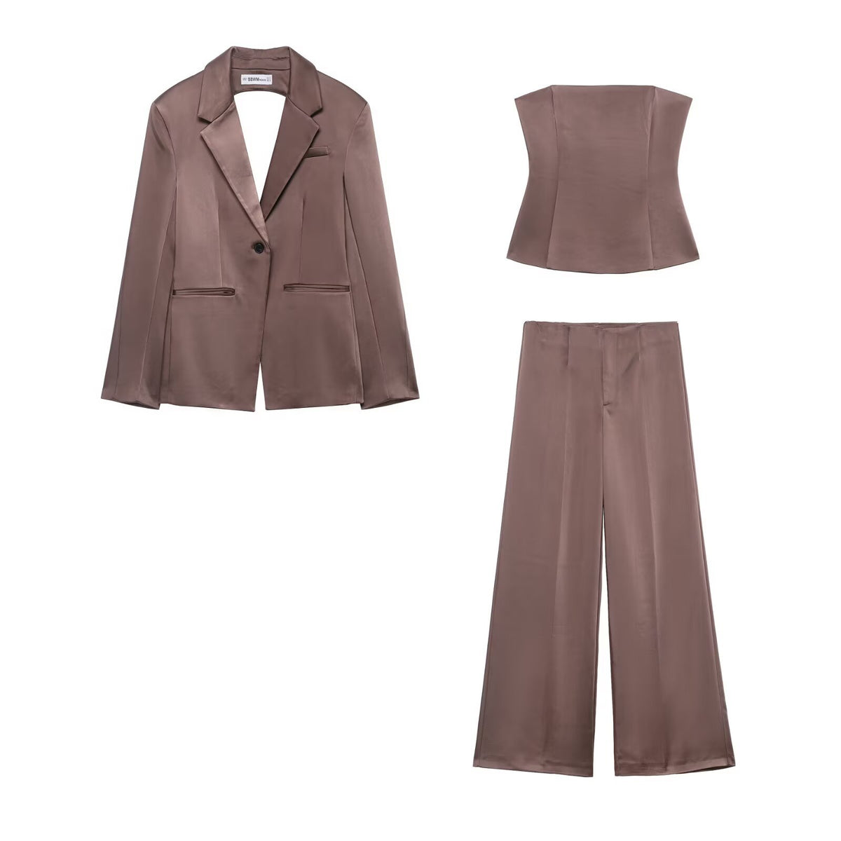 Strapless+suit+pants set