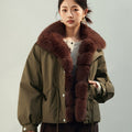 Parka courte femme style workwear à grand col amovible