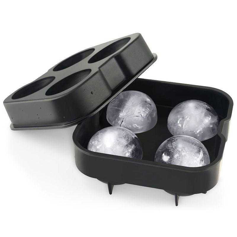Moule à glaçons sphériques en silicone – 4 grosses boules pour cocktails