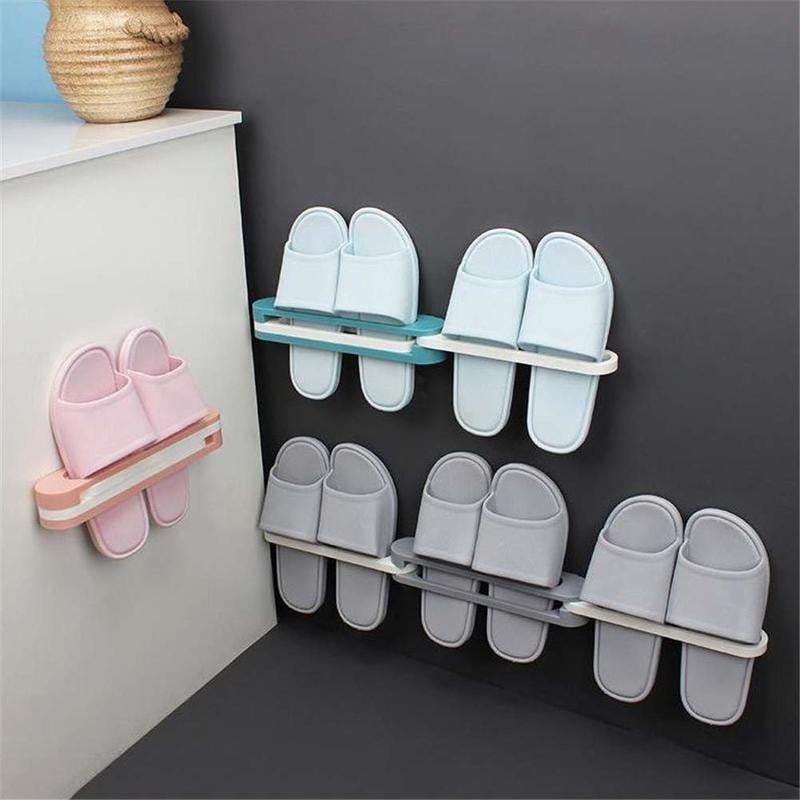 Porte-chaussons mural pliable 3-en-1 sans perçage  Description :