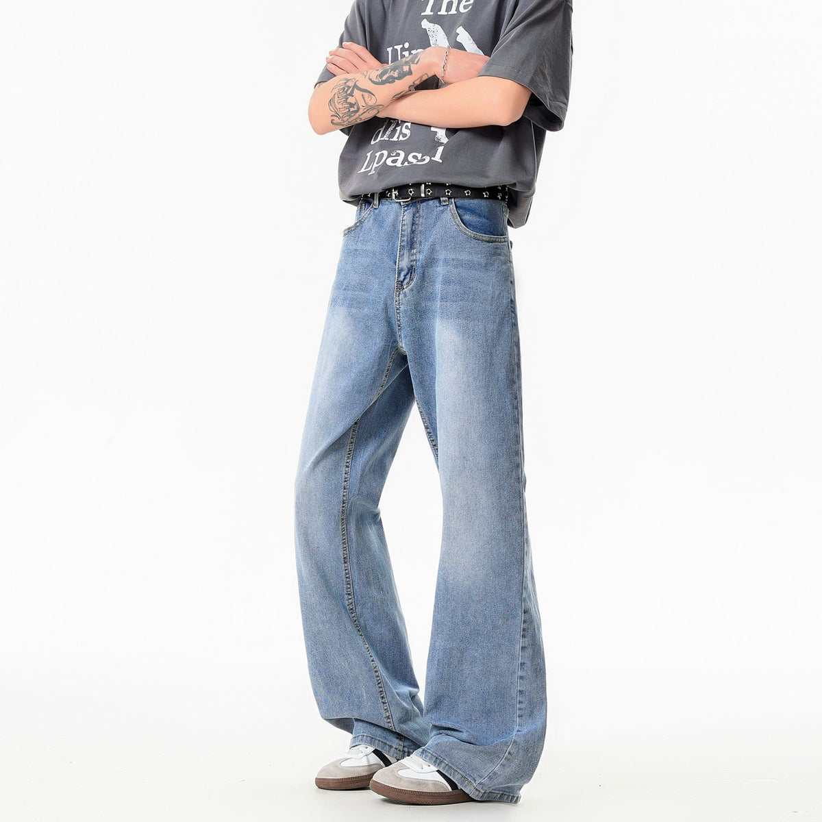Cleanfit Washed Blue Jeans Men Lightweight Clean Style Casual Pants
