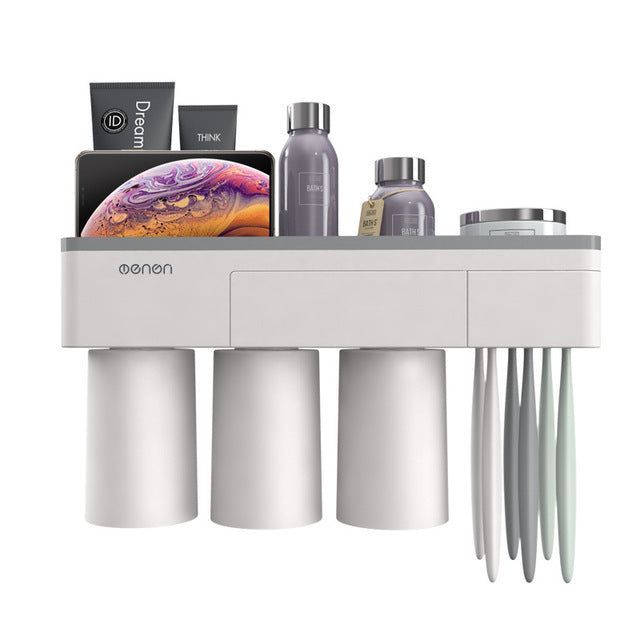 Magnetic Adsorption Toothbrush Holder Inverted Cup Wall Mount Bathroom Cleanser Storage Rack Bathroom Accessories Set