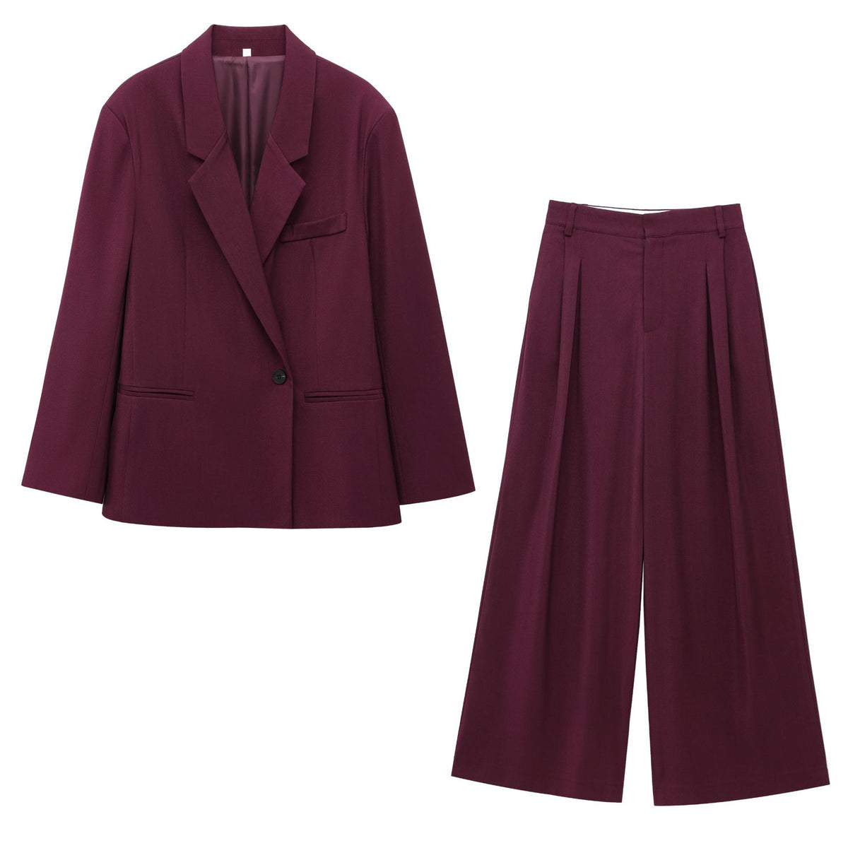 Women's Fashion Casual Double-breasted Loose Blazer + Long Pants Set