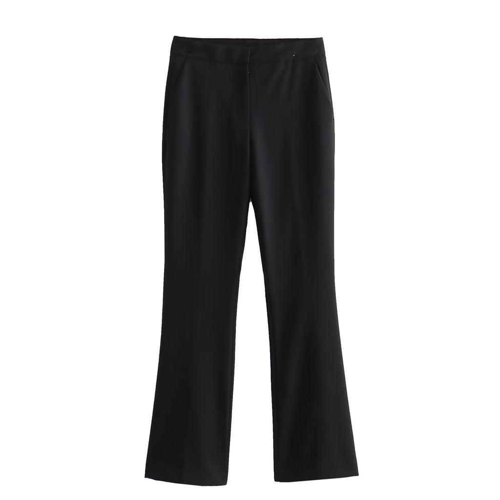 Women's Fashion Fitted Blazer Jacket and Flared Casual Pants Set