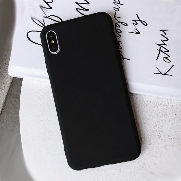Solid Color Silicone Couples Cases For iphone Cute Candy Color Soft Phone Case