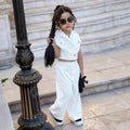 Casual Two-Piece Set for Girls Summer Outfit Jacket Vest with Buttons Blazer Pants Kids Fashion Suit