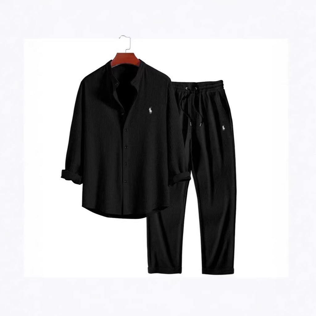 Casual Loose Multi-color Linen Cotton Short Sleeve Suit for Men Beach Wear Two-Piece Set