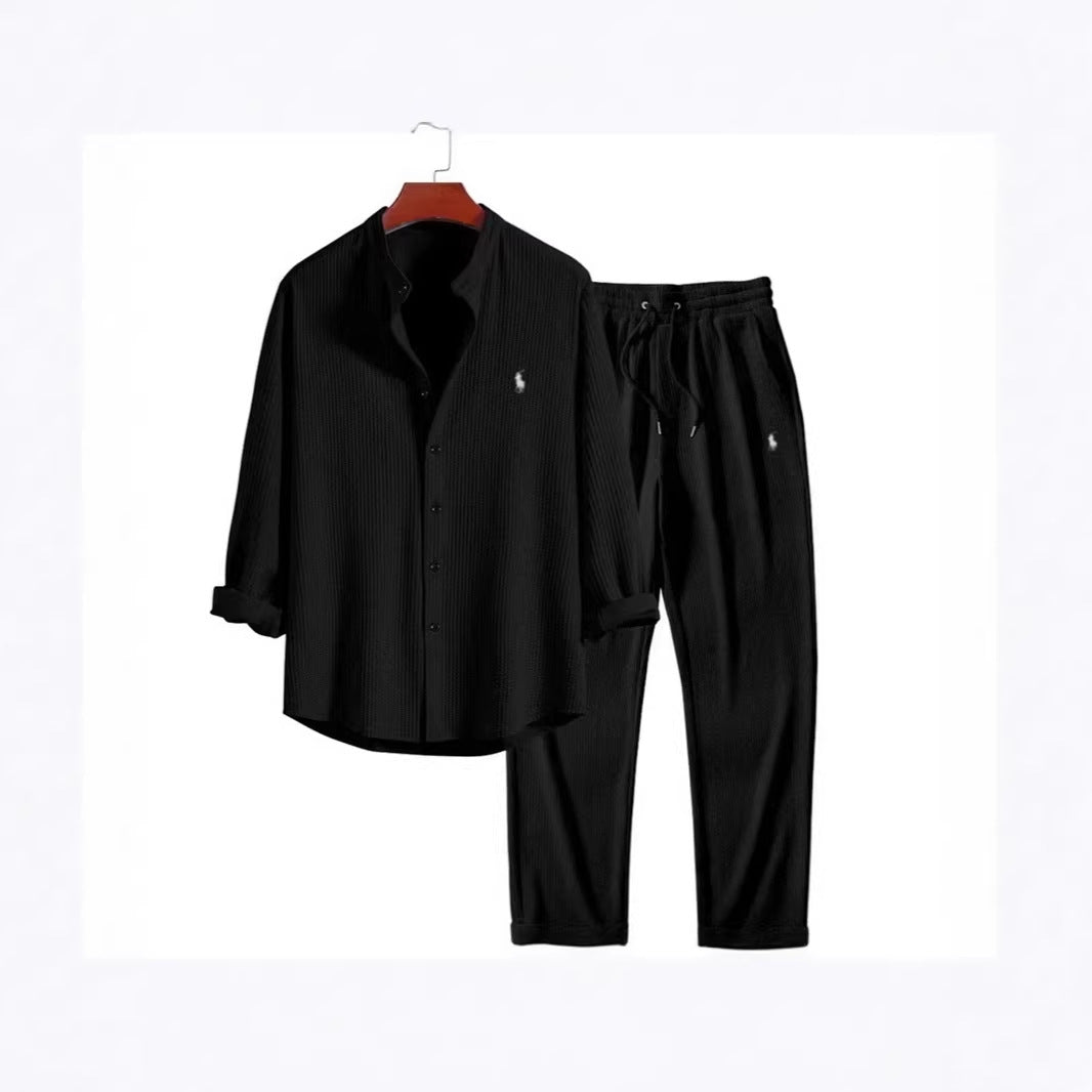 Casual Loose Multi-color Linen Cotton Short Sleeve Suit for Men Beach Wear Two-Piece Set