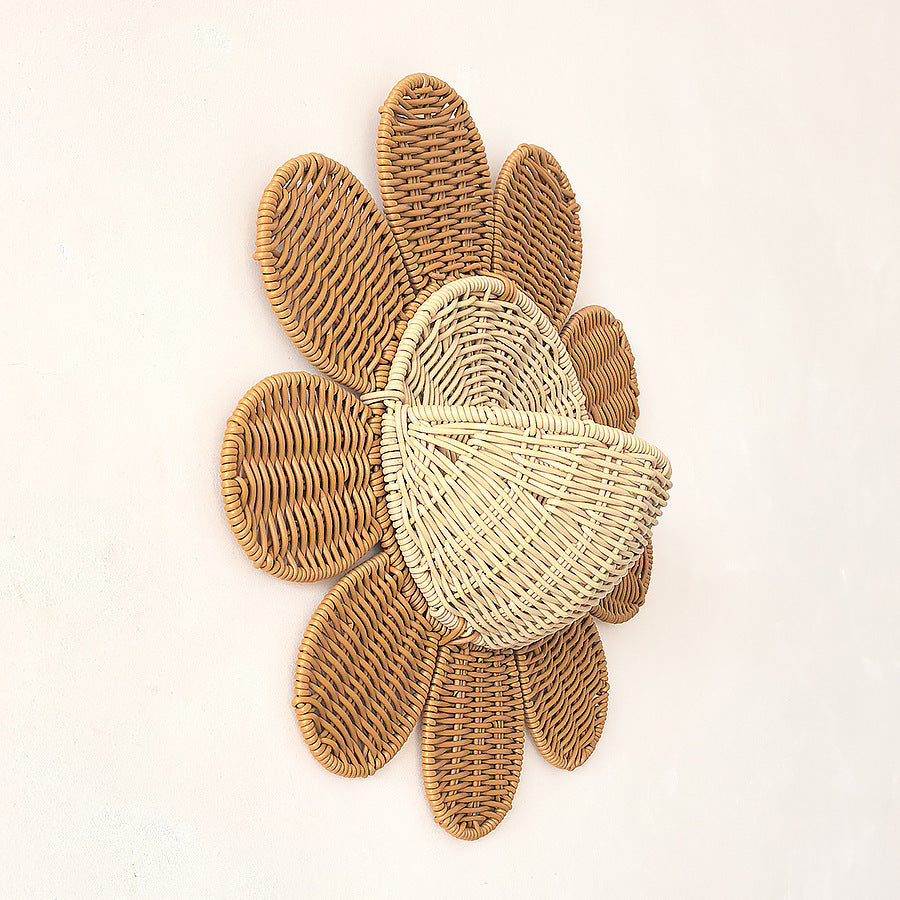 Nordic Rattan Wall Hanging Basket Key Organizer Storage Basket for Bathroom, Guesthouse, Kids' Room, Wall Decor and Storage