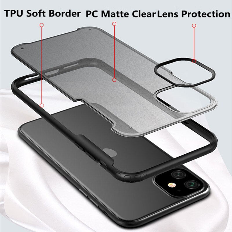 For iPhone 11 XS Max 11Pro XR X 8 7 Plus XS Luxury Matte Translucent  Silicone Phone Case Cover