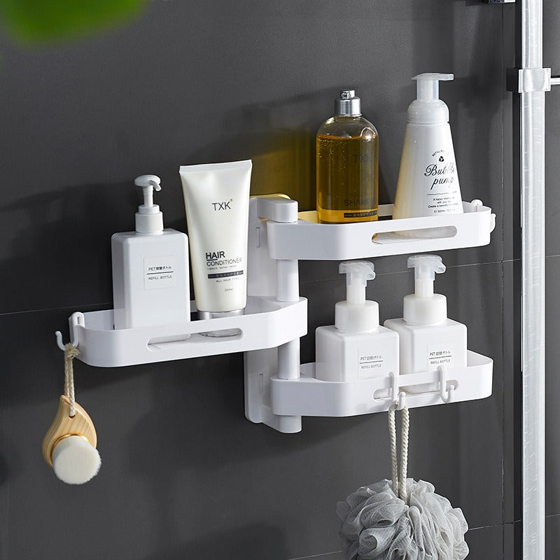Étagère murale rotative sans perçage – Version égouttoir ou support sèche-cheveux