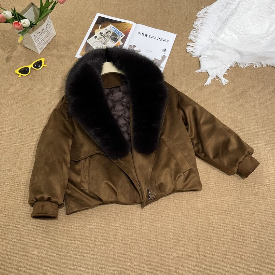 Parka courte femme à col en fausse fourrure – Chaude et matelassée