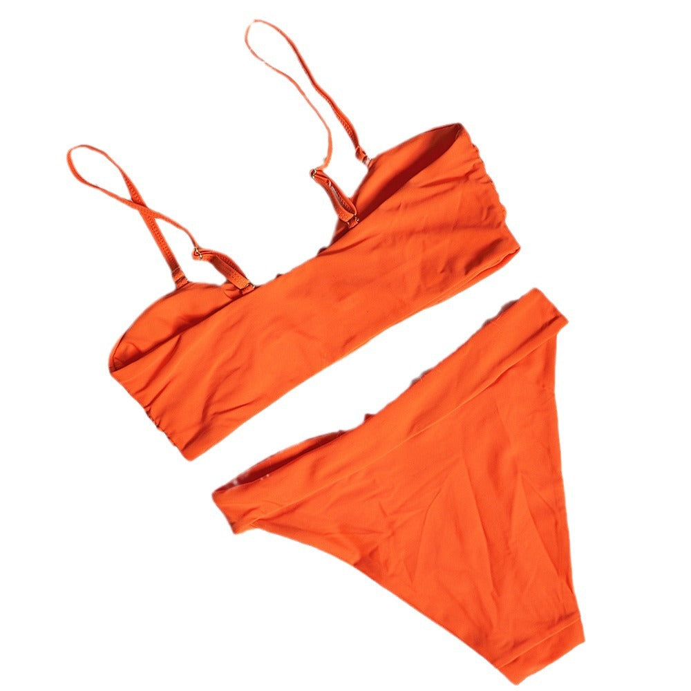 Swimsuit metal accessories hollowed out bikini