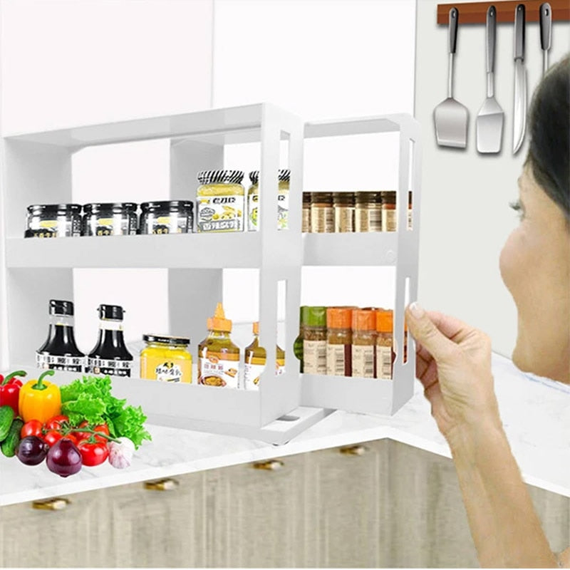 Organisateur à épices rotatif et coulissant – Rangement pour placard de cuisine