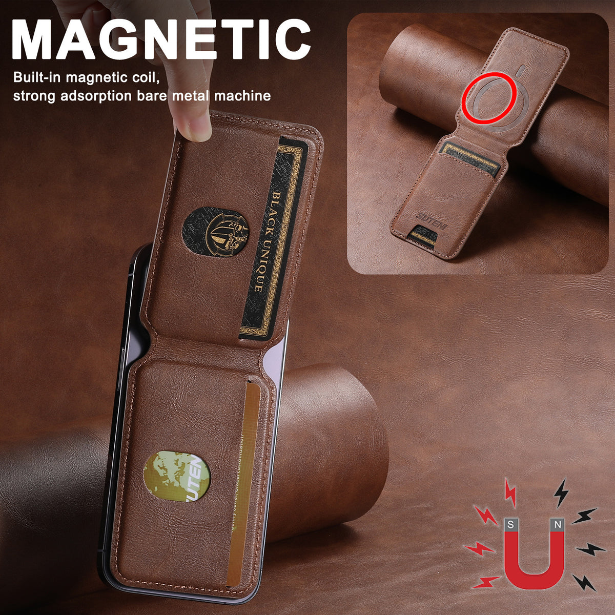 Porte-cartes magnétique pour smartphone – Compatible iPhone et Android