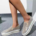 Rhinestone thick-soled slip-on shoes for foreign trade large-size single shoes casual loafers for women