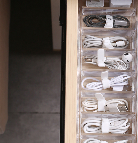 Desktop Data Charging Cable Earphone Storage Box Transparent Multi-Function Drawer Sorting Compartment Storage Box Dust-Proof Storage