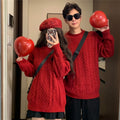 Casual Style Couple Sweater Set for Men and Women, Christmas and Lunar New Year Outfit, Lazy Fashion Knitwear Suit