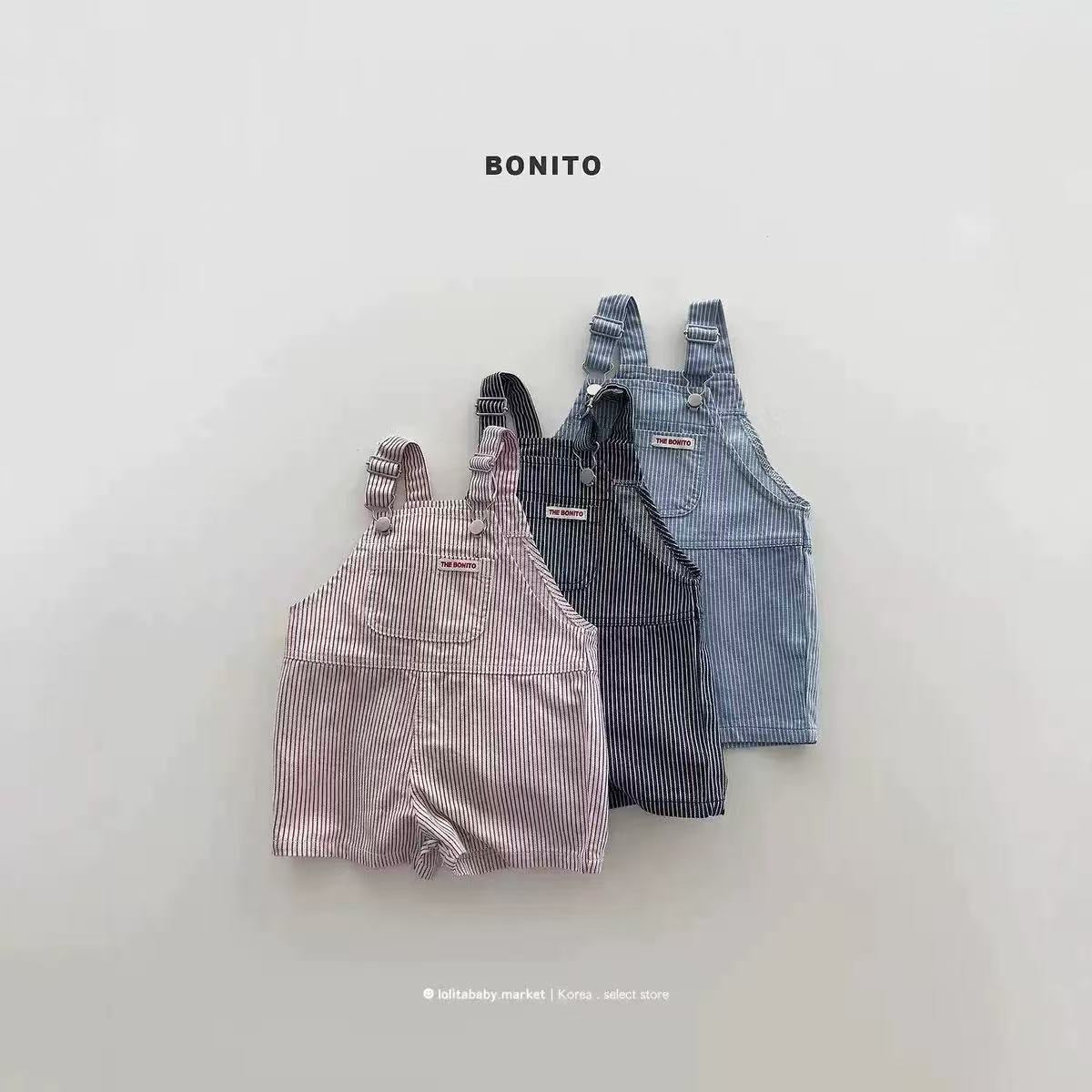 Salopette short garçon rayée – Coton