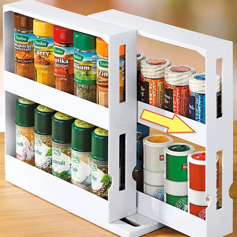 Organisateur à épices rotatif et coulissant – Rangement pour placard de cuisine