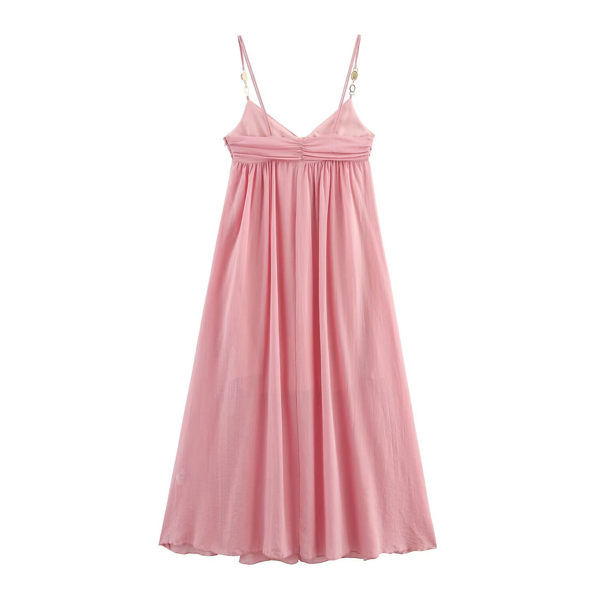 Robe longue femme sans manches à col V – Unie