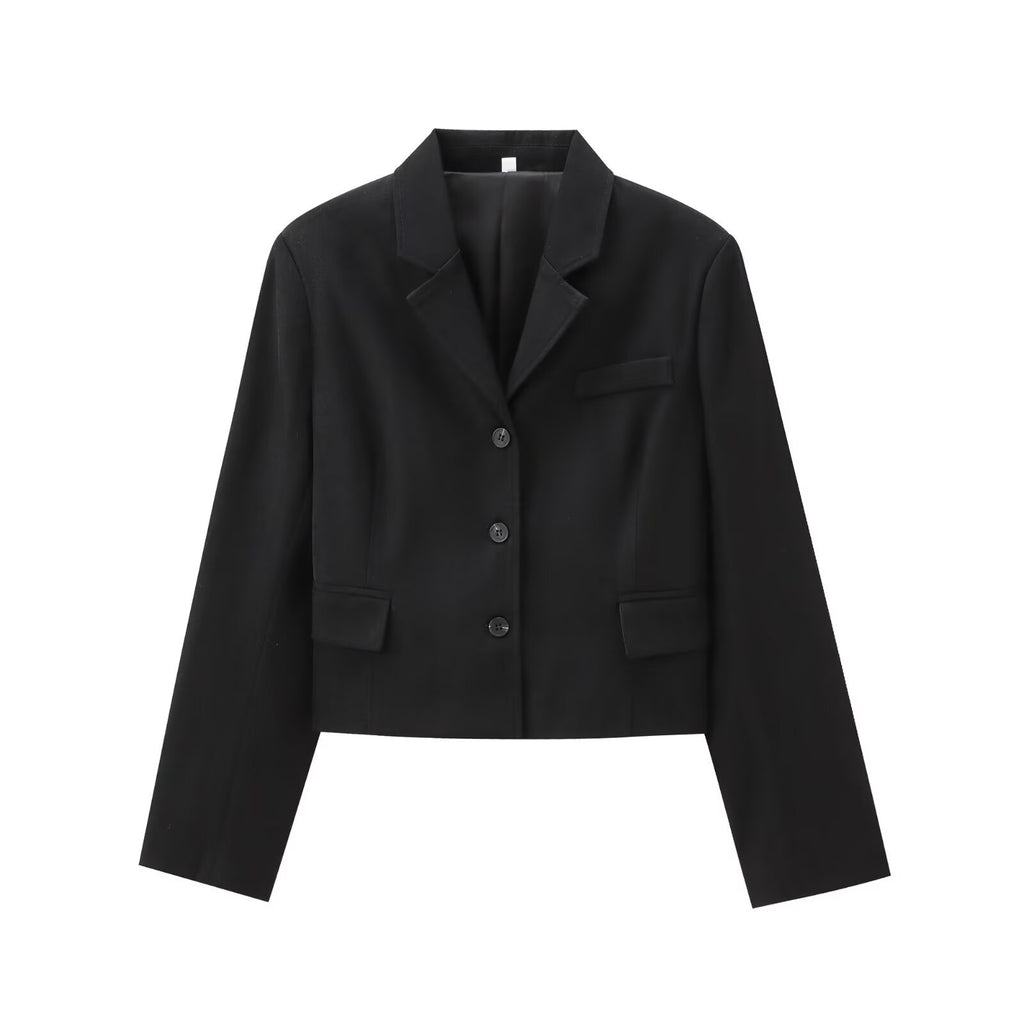 Women's Wool Blend Fitted Blazer + Open Design Pants Set