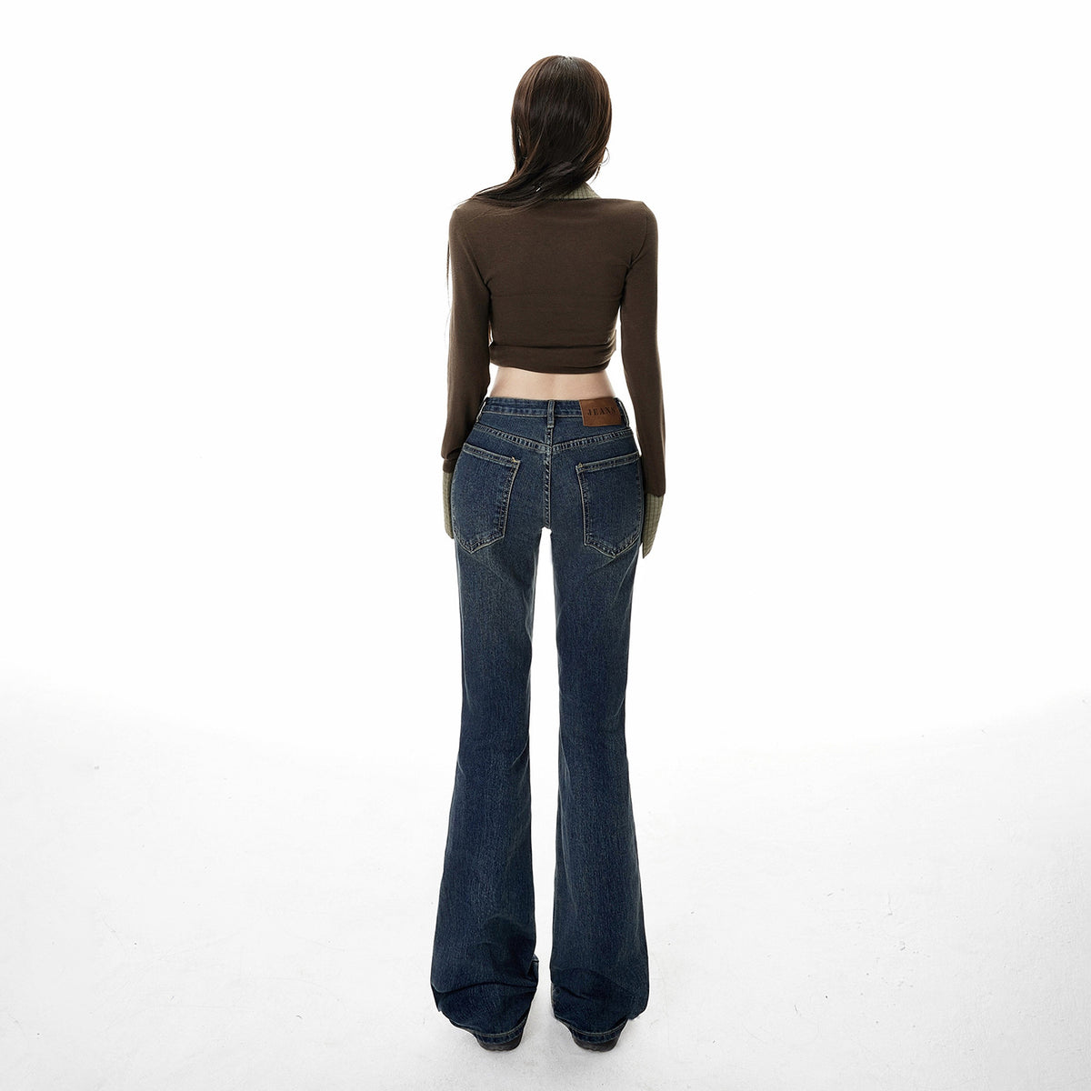 Blue Low-Waist Flared Jeans for Women Pants