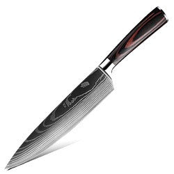 Couteau de chef polyvalent à motif laser