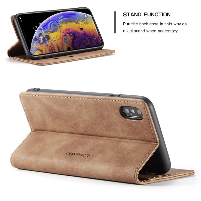 Luxury Leather Wallet Flip Case for iPhone X XR XS Max Case Phone Cover Funda for iPhone 7 6s 6 8 Plus 5 5S SE Case Coque Capa