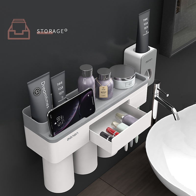 Magnetic Adsorption Toothbrush Holder Inverted Cup Wall Mount Bathroom Cleanser Storage Rack Bathroom Accessories Set