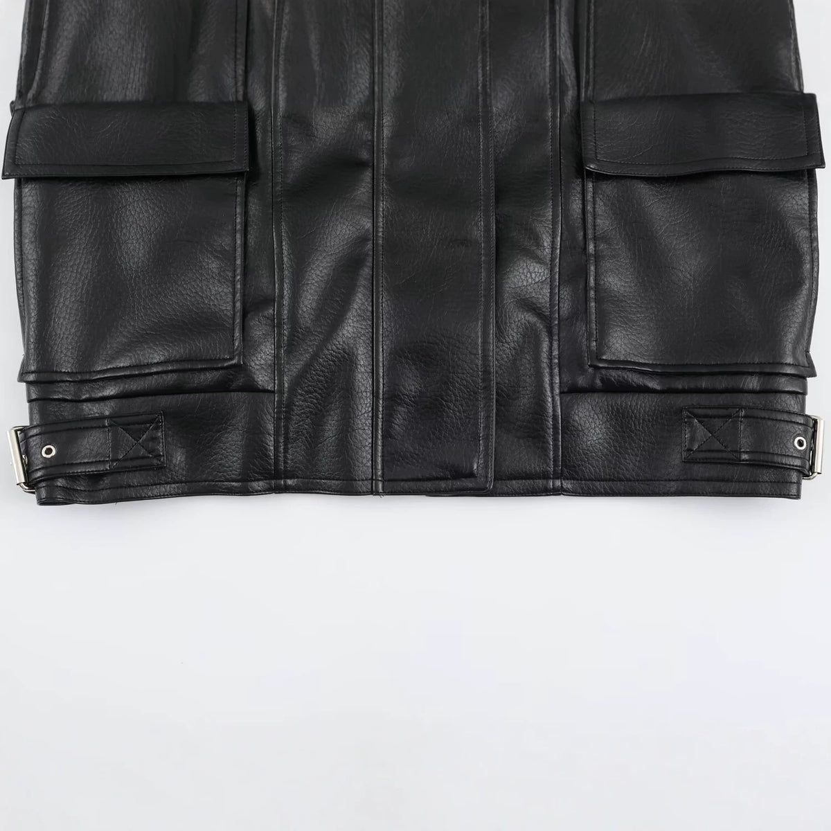 Veste femme effet cuir zippée à col montant – Noir