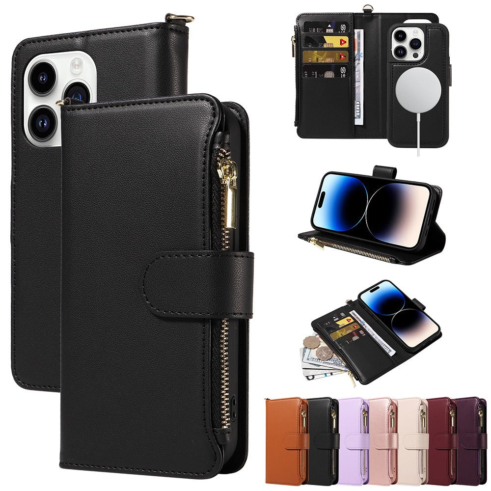 Coque portefeuille iPhone en similicuir – Cartes et recharge sans fil