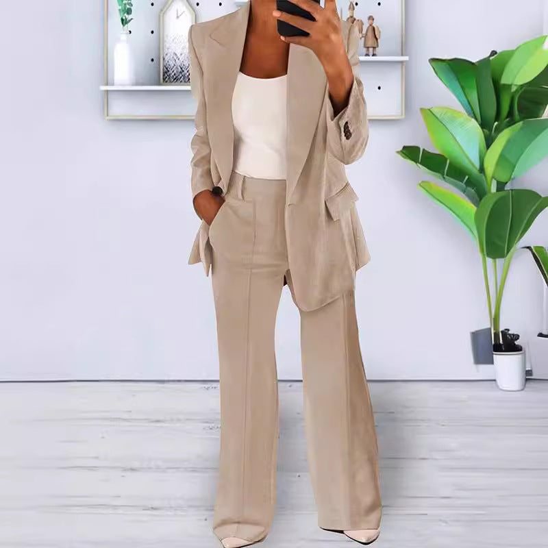 Style Spring Summer Fashionable Notch Lapel Slim Fit Blazer Elegant Suit Jacket Women's Suit Set