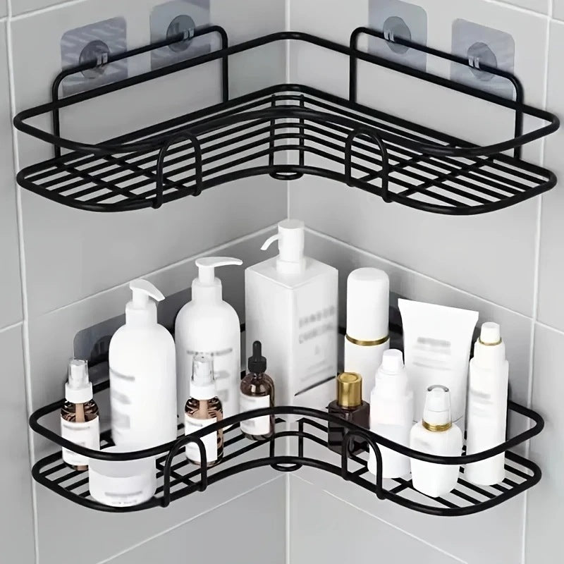 Bathroom Storage Rack Toilet Washroom Wall-Mounted Hole-Free Multi-Functional Iron Mesh Long Strip Organizer