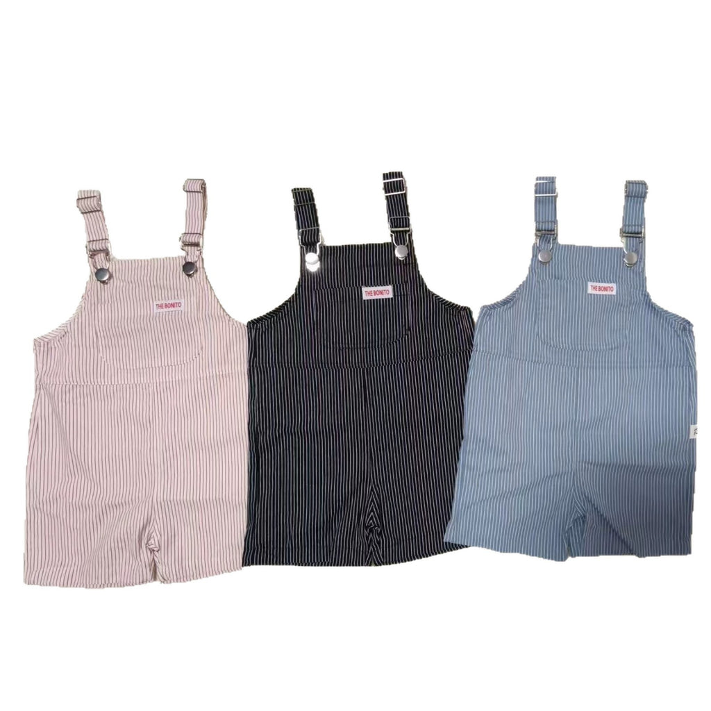 Salopette short garçon rayée – Coton