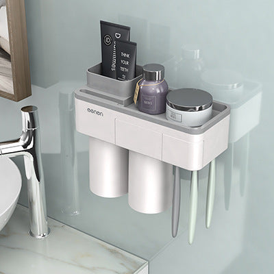 Magnetic Adsorption Toothbrush Holder Inverted Cup Wall Mount Bathroom Cleanser Storage Rack Bathroom Accessories Set