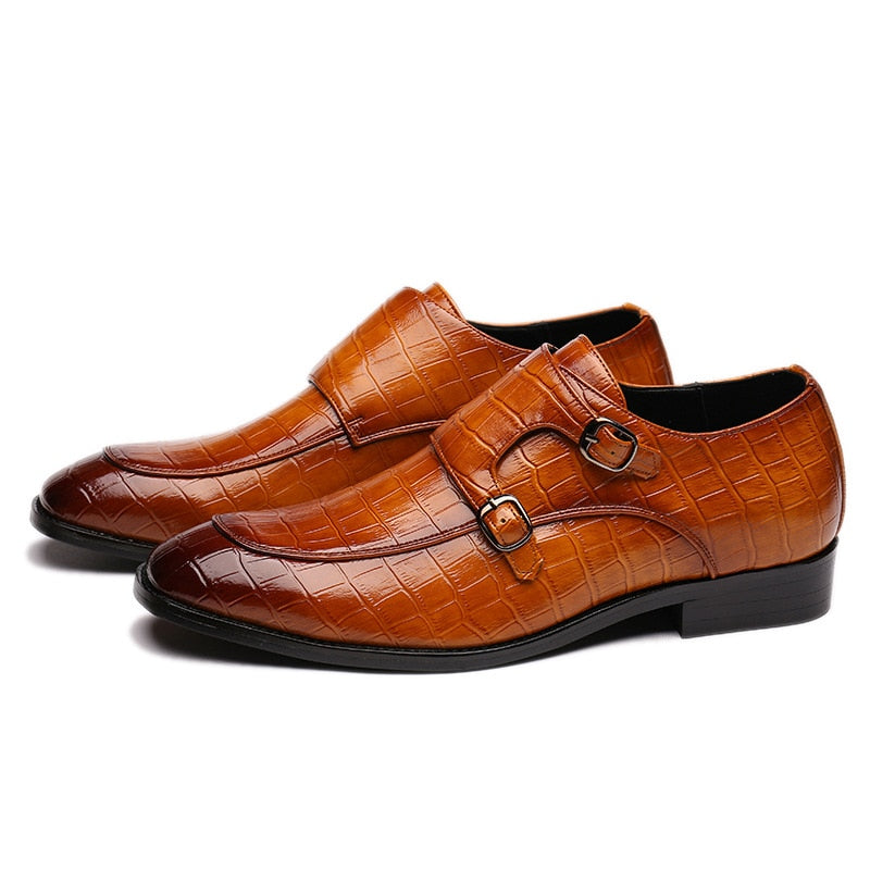Classic Crocodile Pattern Business Flat Shoes Men Designer Formal Dress Leather Shoes Men's Loafers Christmas Party Shoes