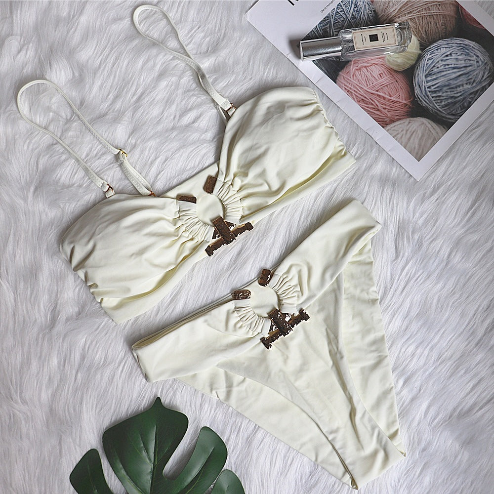 Swimsuit metal accessories hollowed out bikini