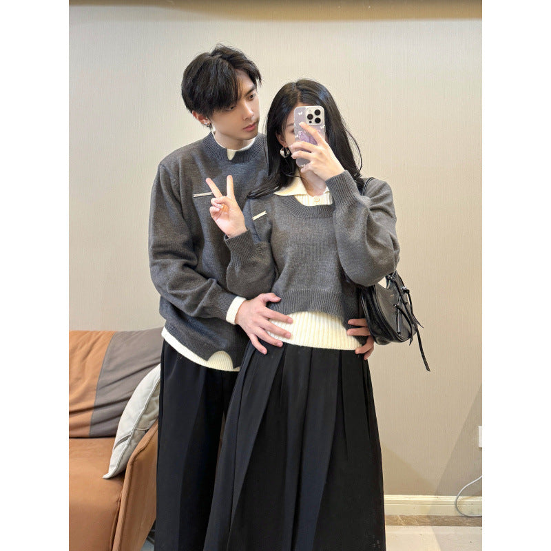 Couples' Thickened Three-Piece Knitwear Set for Women and Men, Sweater Suit