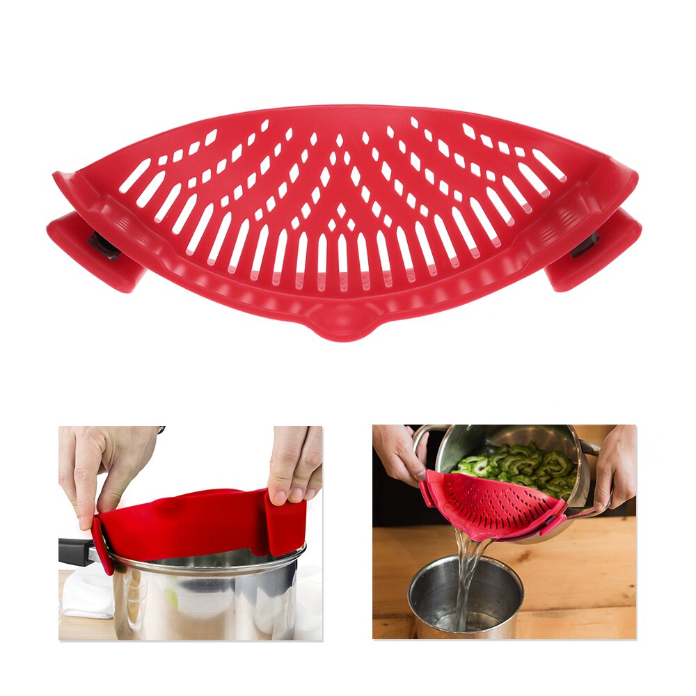 Égouttoir en silicone à pince pour casserole