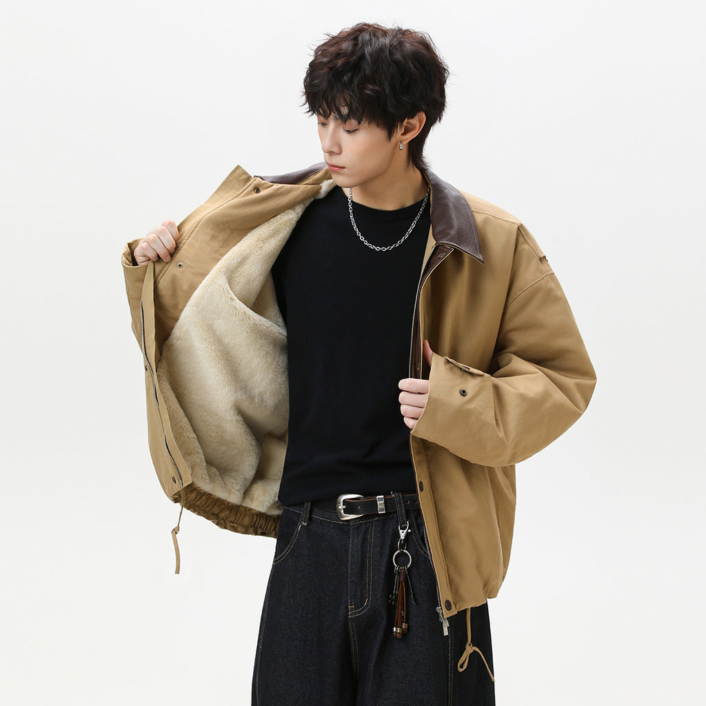 Lapel Loose Versatile Winter Cotton Coat Men Detroit Jacket