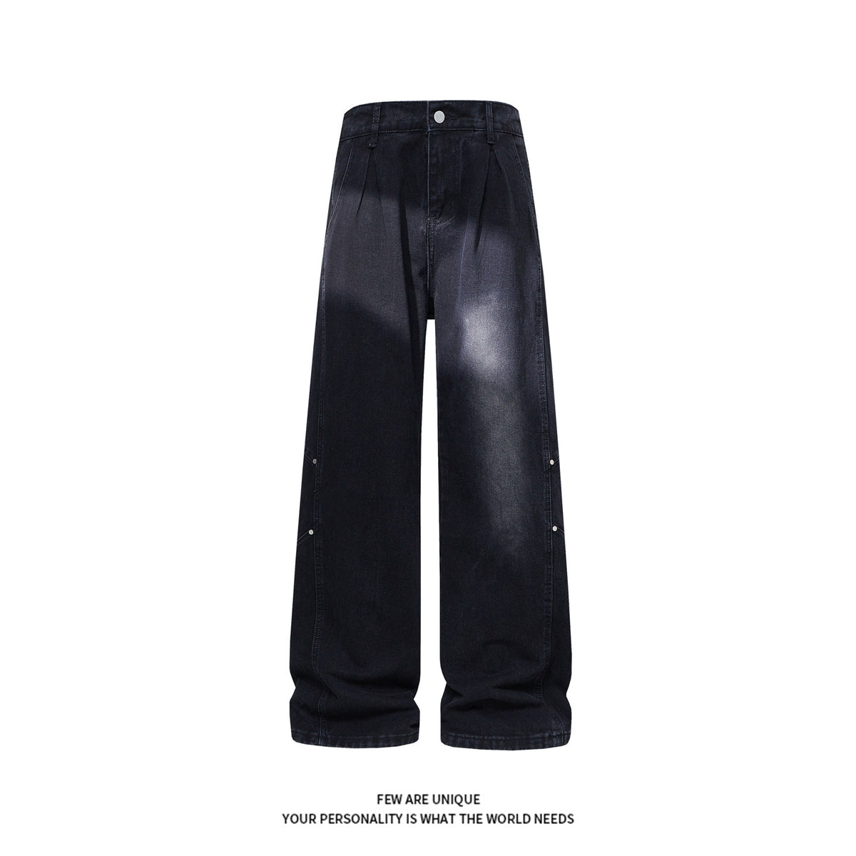 Patchwork Jeans Men Trendy Washed Versatile Wide Leg Pants