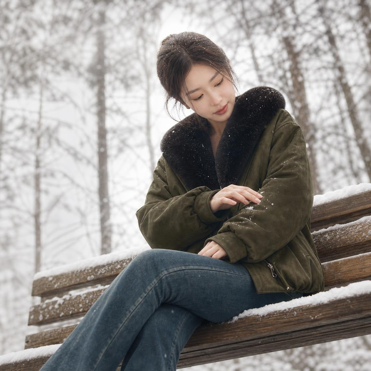 Parka courte femme à col en fausse fourrure – Chaude et matelassée