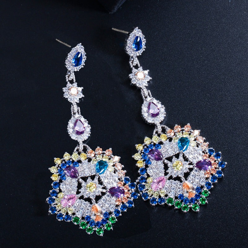 Boucles d’oreilles pendantes en zircon – Style cérémonie et mariage